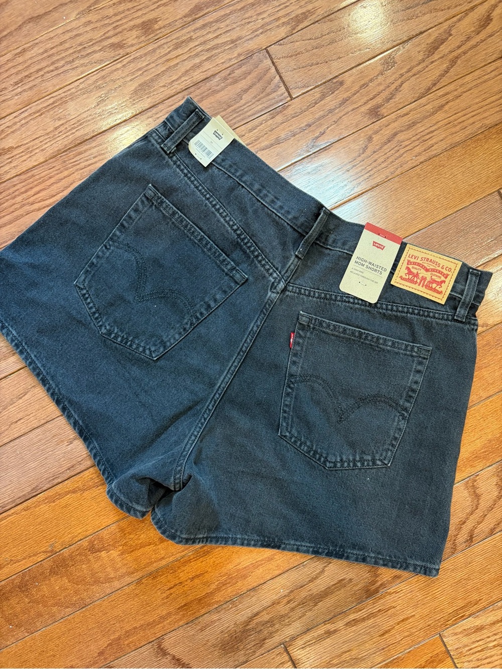 Levi's Black High-Rise Denim Shorts with Red Tab